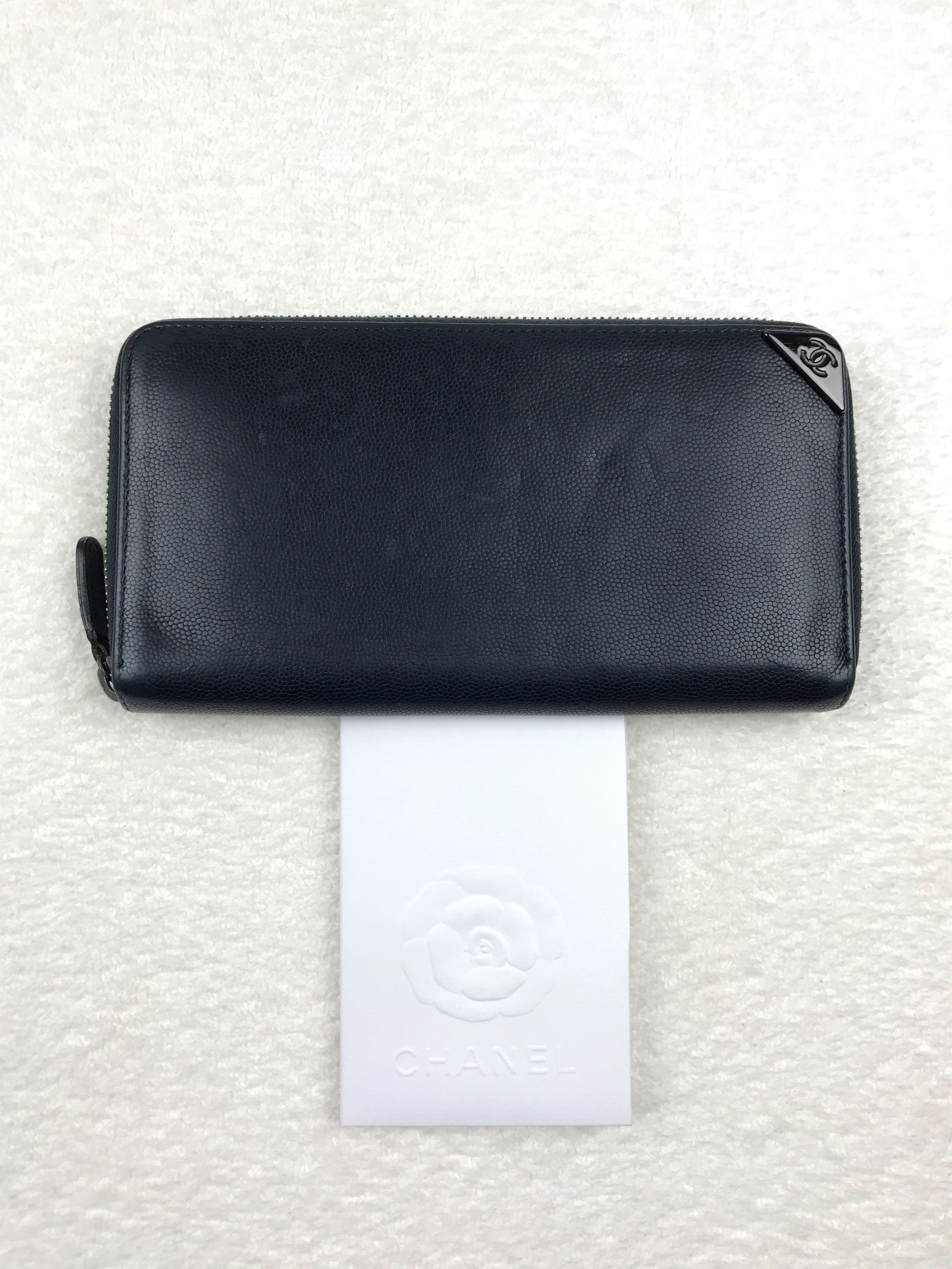 Chanel × Vintage Chanel Black Caviar Zip Around Long Wallet Size ONE SIZE - 13 Thumbnail