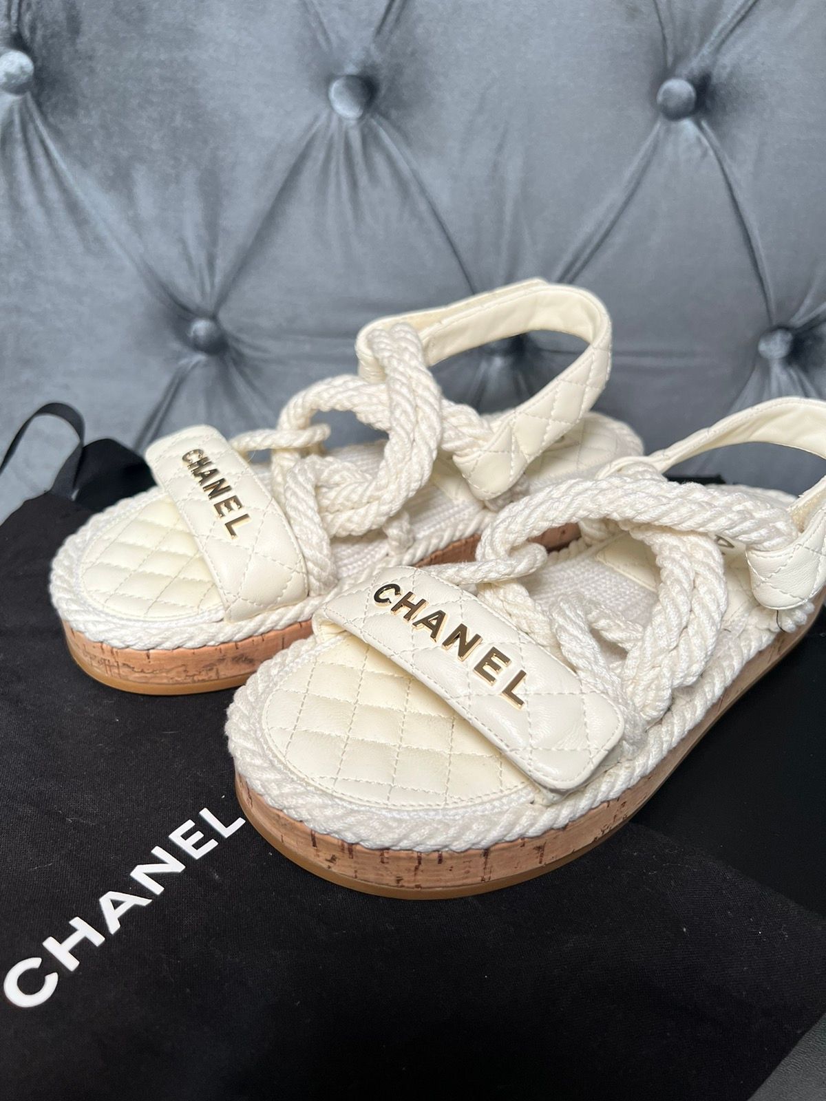 Chanel Chanel cord sandals (ivory white)