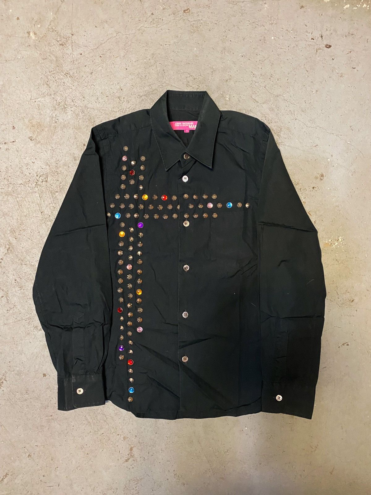 image of Junya Watanabe Aw02 Junya Wantanabe Jewel Button Up in Black, Men's (Size Small)