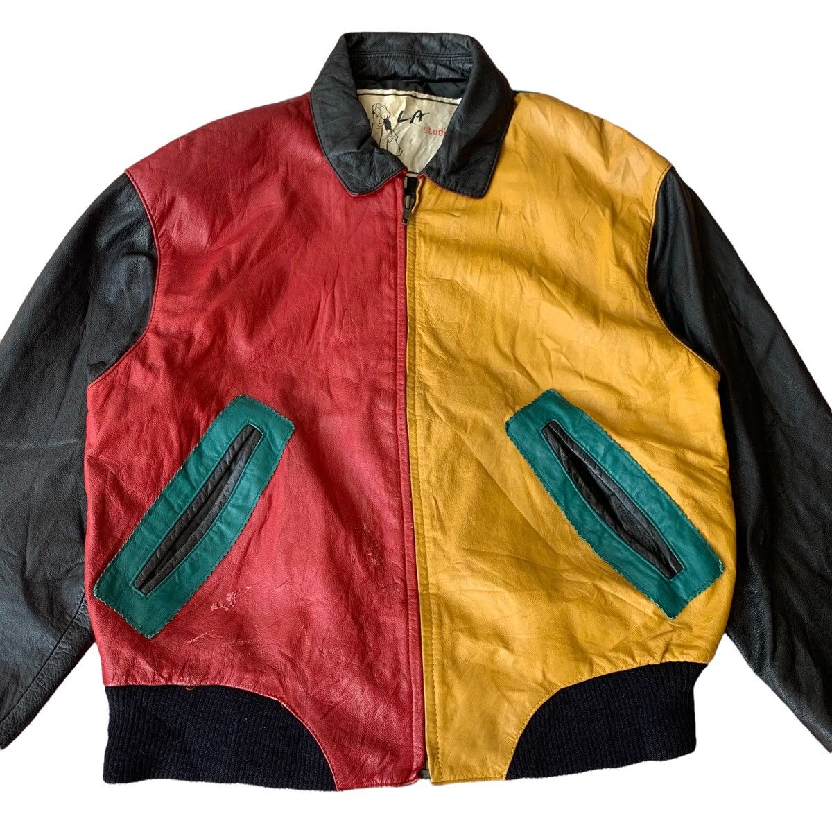 Japanese Brand Vintage L.A Studio Leather Bomber Jacket Size US S / EU 44-46 / 1 - 6 Thumbnail