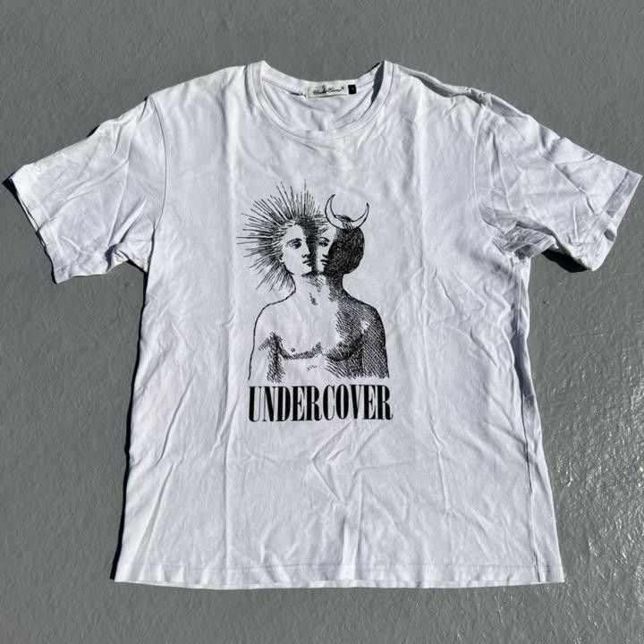 image of Undercover Two Head Sketch Logo Tee in White, Men's (Size XL)