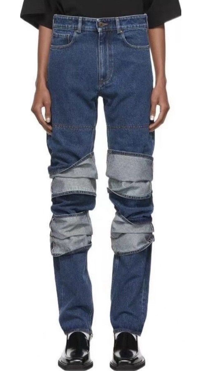 image of Yproject Patched Layers Jeans Size S in Blue, Men's