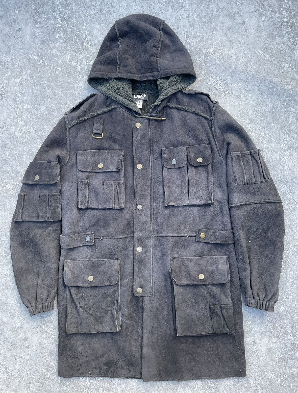 Dolce & Gabbana Sherpa Military Cargo Pocket Leather Jacket Size US M / EU 48-50 / 2 - 1 Thumbnail