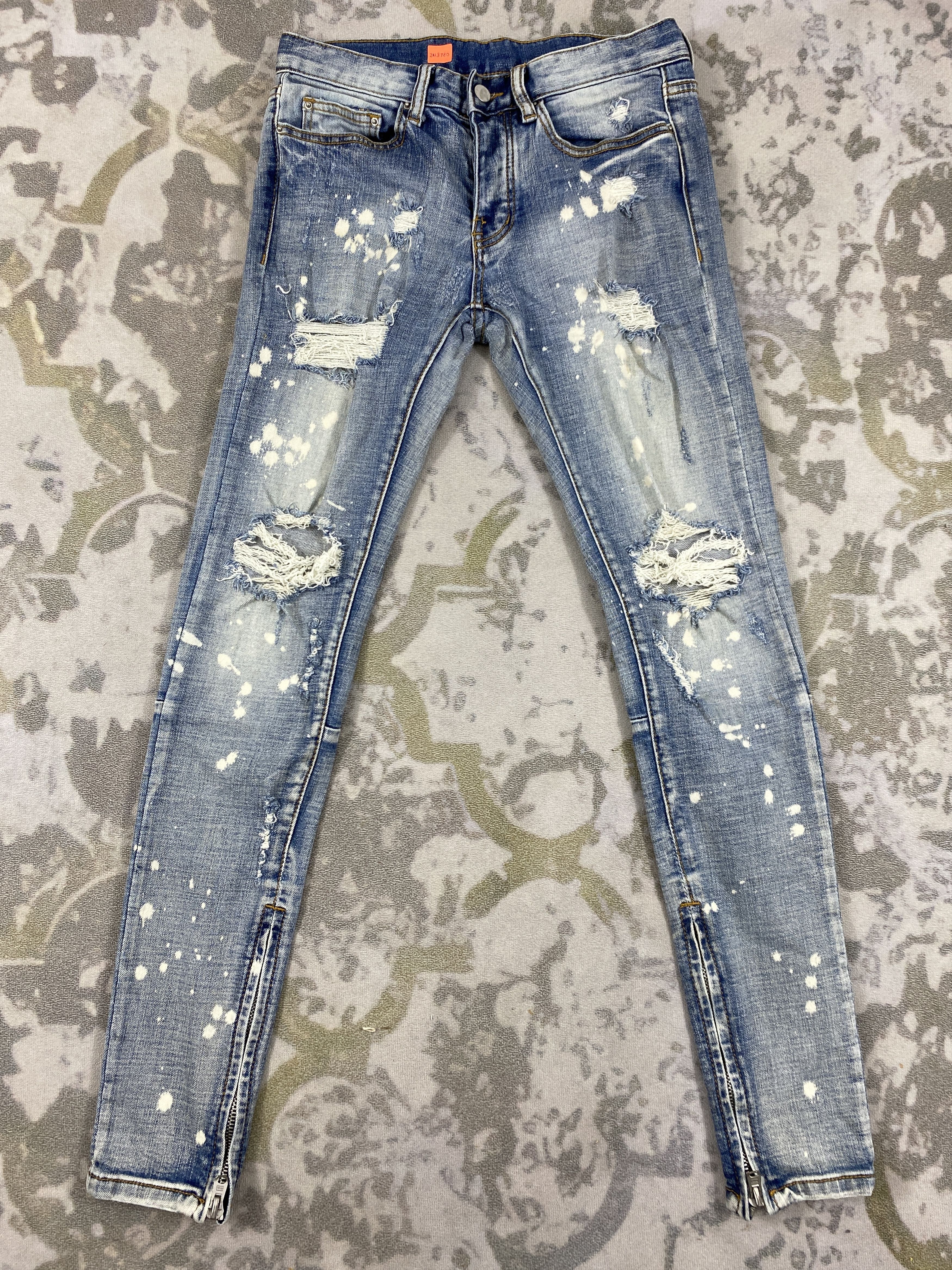 image of Distressed Denim x Mnml Distressed Blue Vintage Mnml Jeans 29X31 Denim- Jn3780 in Blue Distressed