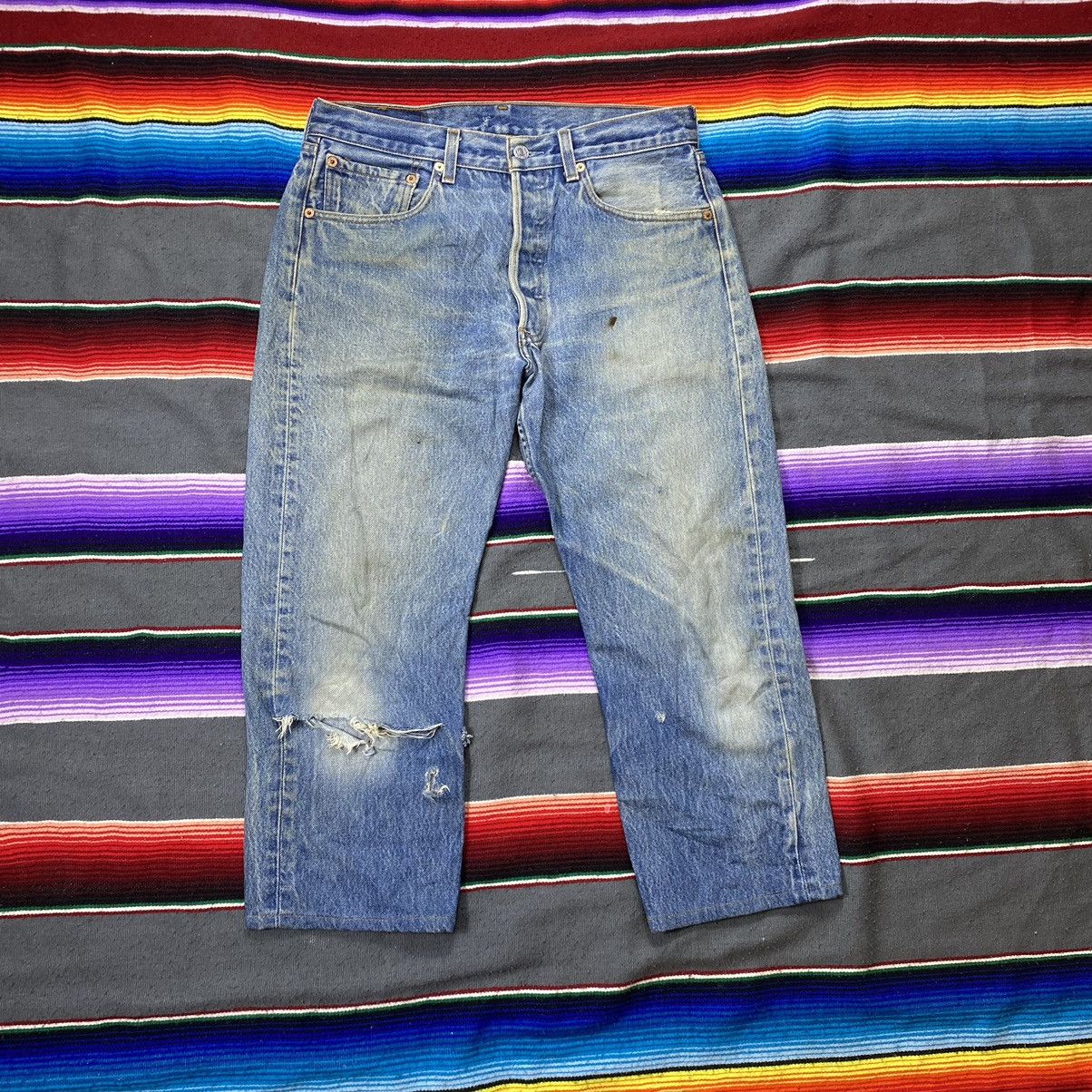 image of Levis x Levis Vintage Clothing Vintage Levi’S 501Xx Distressed Denim in Light Blue, Men's (Size 31)