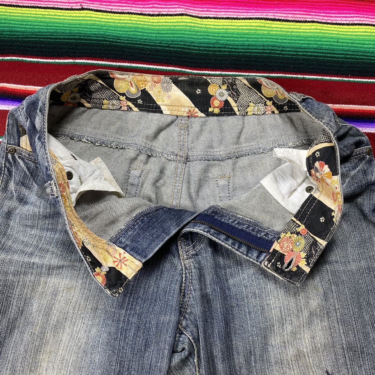 Vintage Vintage Traditional Japanese Floral Flare Distressed Denim Size US 32 / EU 48 - 7 Thumbnail
