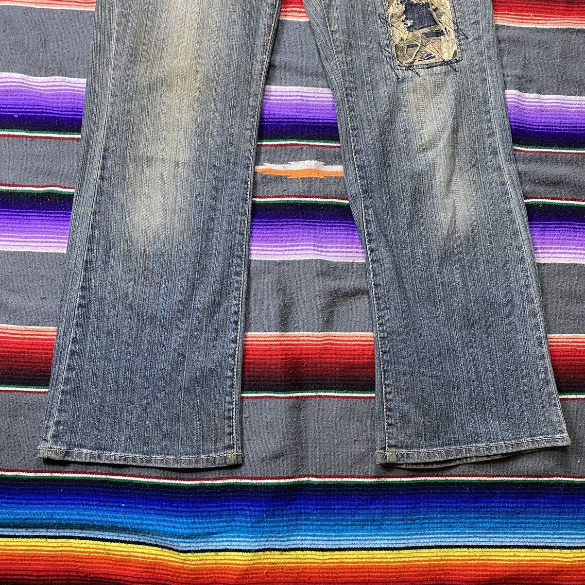 Vintage Vintage Traditional Japanese Floral Flare Distressed Denim Size US 32 / EU 48 - 3 Thumbnail
