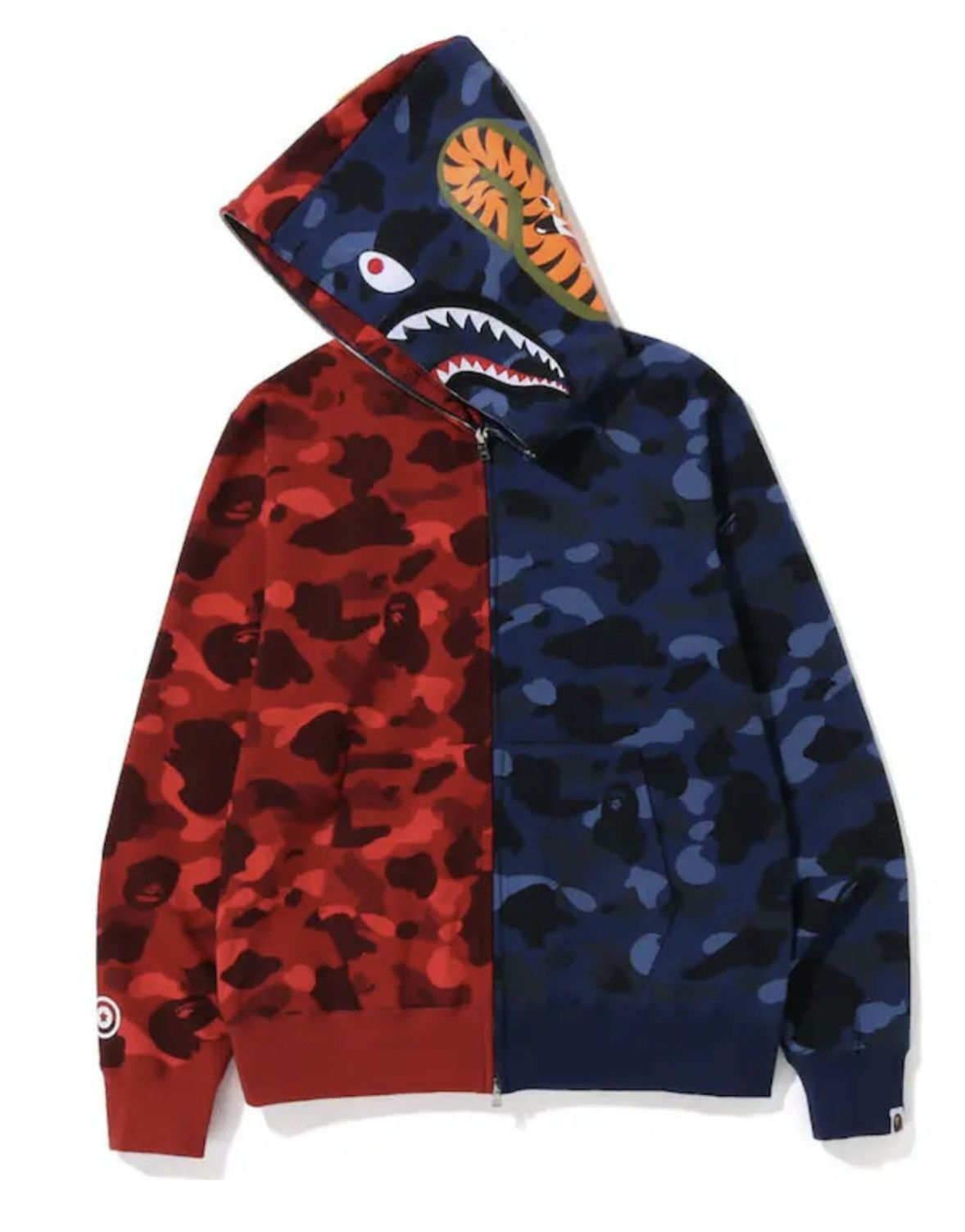 Bape BAPE Color Camo Shark Full Zip Hoodie Red/Navy Size US XXL / EU 58 / 5 - 4 Thumbnail
