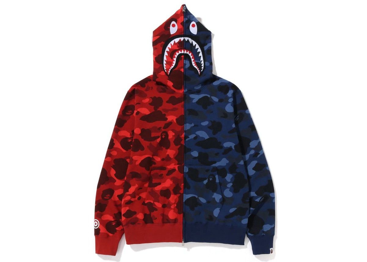 Bape BAPE Color Camo Shark Full Zip Hoodie Red/Navy Size US XXL / EU 58 / 5 - 2 Thumbnail