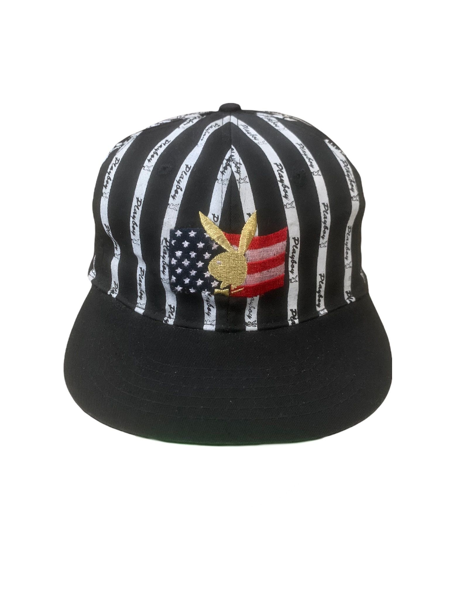 image of Playboy x Retro Hat Vintage Playbot Hat Cap in Black Stripe, Men's