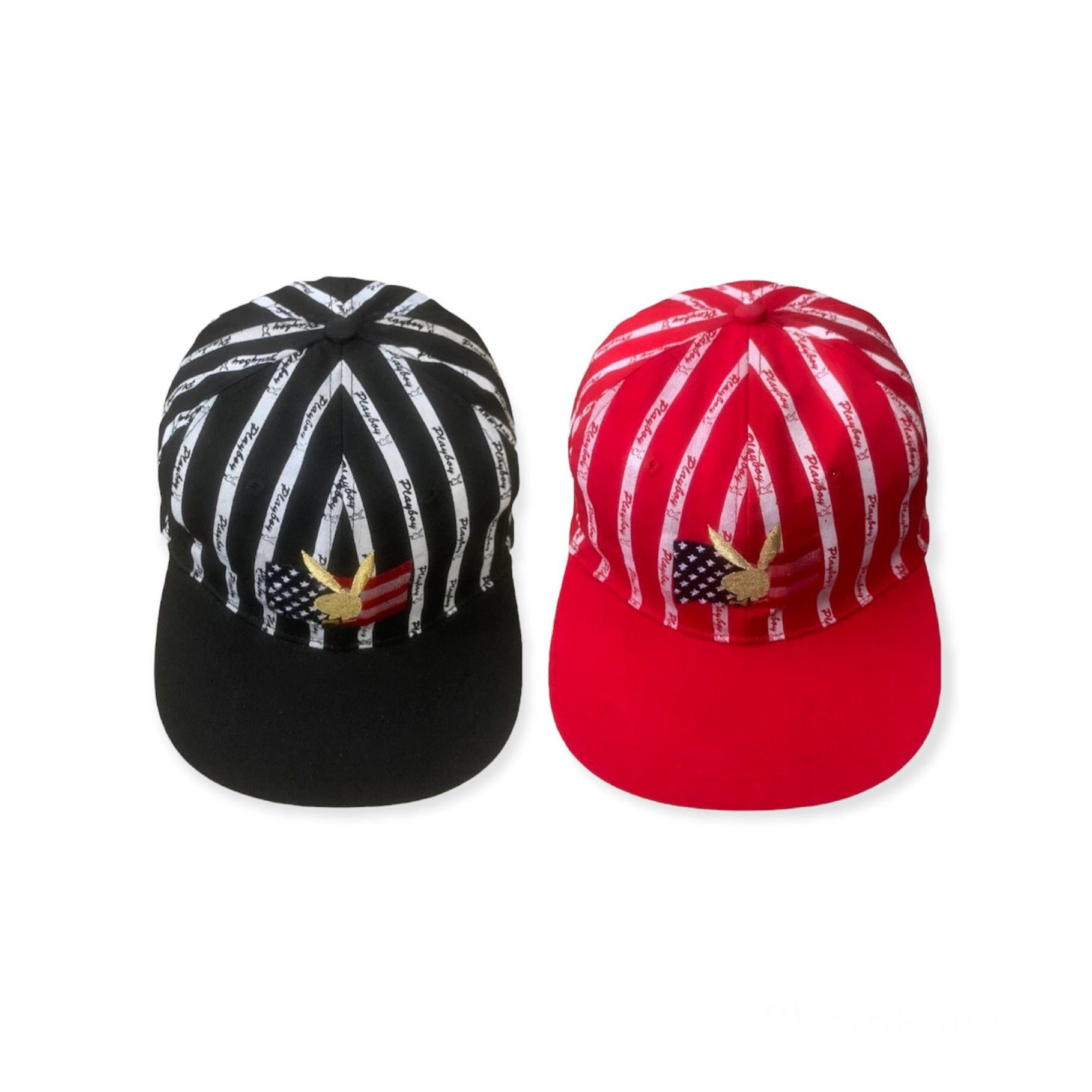 Bundle 2x Vintage Playboy Native American Flag Snapbacks