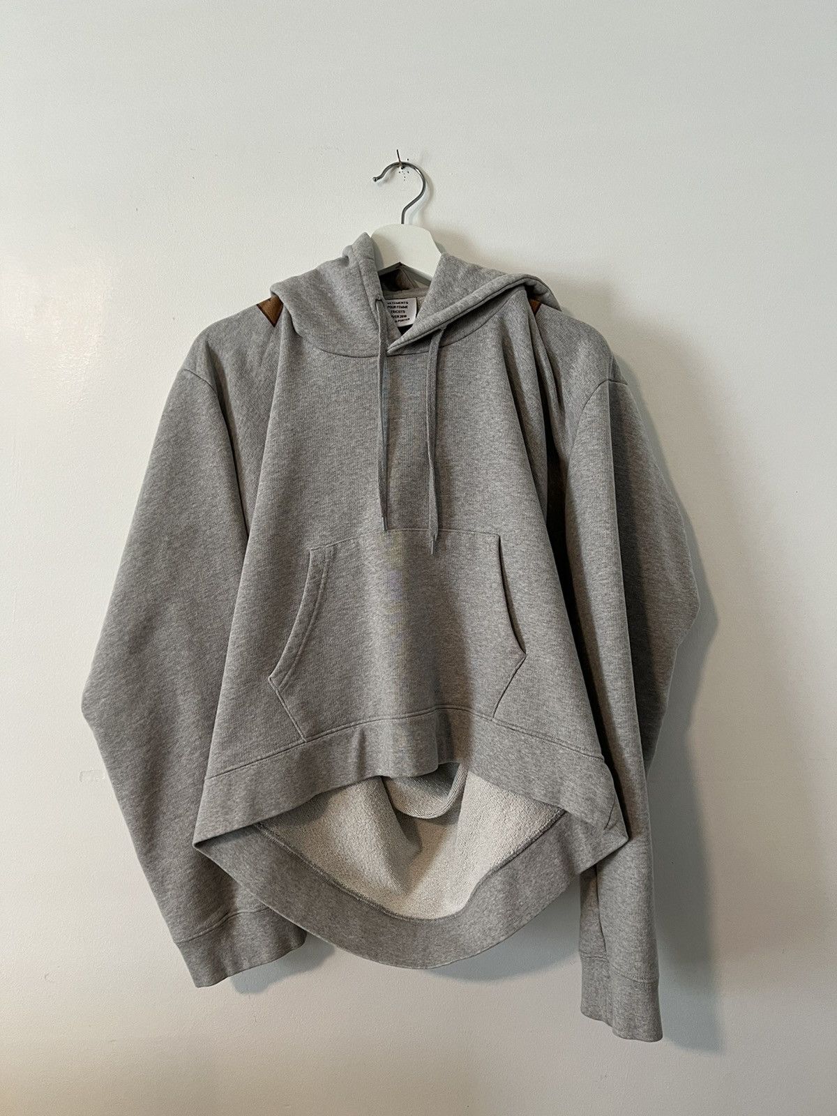 image of Aw18 Vetements Misplaced Logo Hoodie in Grey, Women's (Size Small)