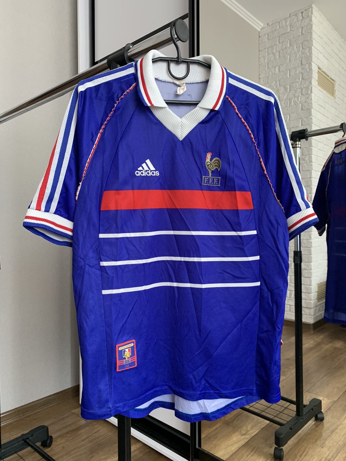 image of 1998/2000 France World Cup Adidas Soccer Jersey Vintage in Blue, Men's (Size Small)