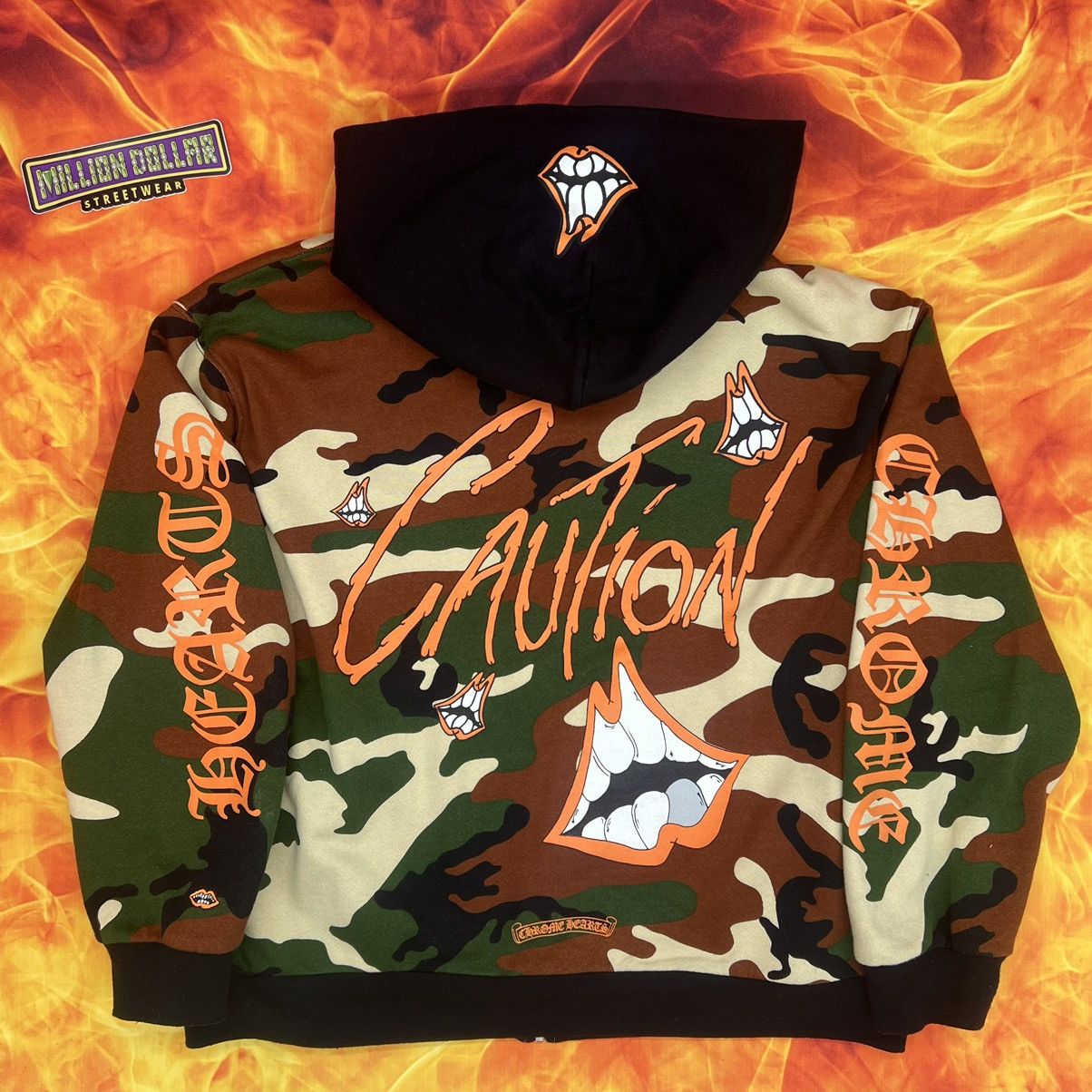 Chrome Hearts Matty boy caution thermal zip up hoodie | Grailed