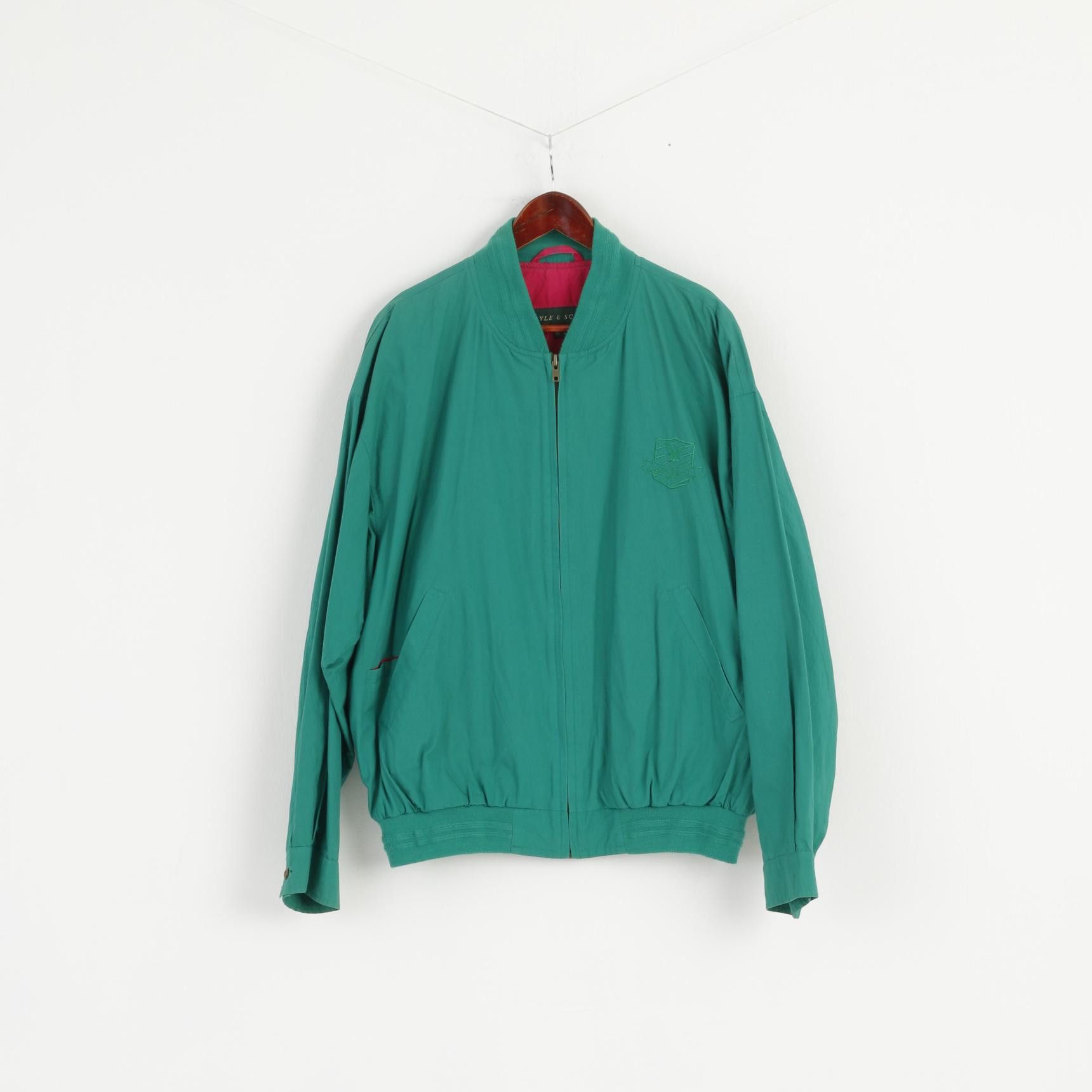 Lyle & Scott × Vintage Lyle & Scott Men 44 54 L Jacket Green Cotton Bomber 1362 Size US L / EU 52-54 / 3 - 1 Thumbnail