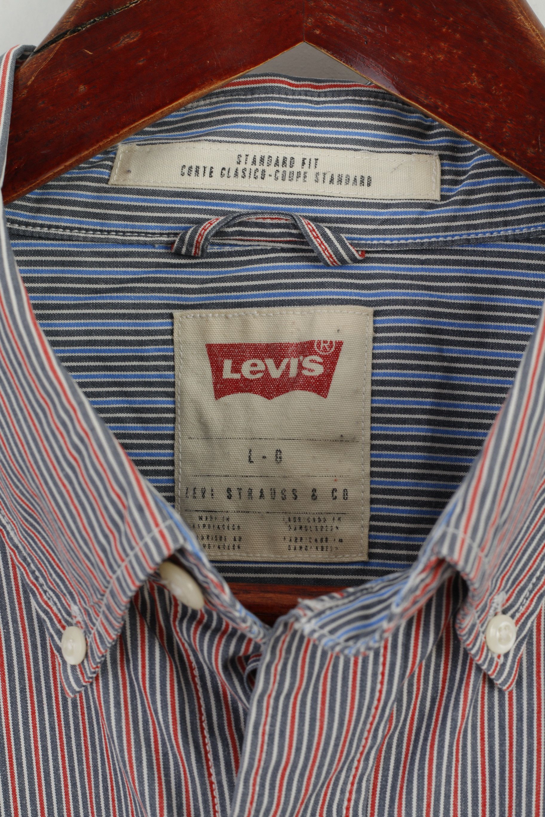 Levi's Levi's Mens L Casual Shirt Blue Red Striped Vtg 2207 Size US L / EU 52-54 / 3 - 4 Thumbnail