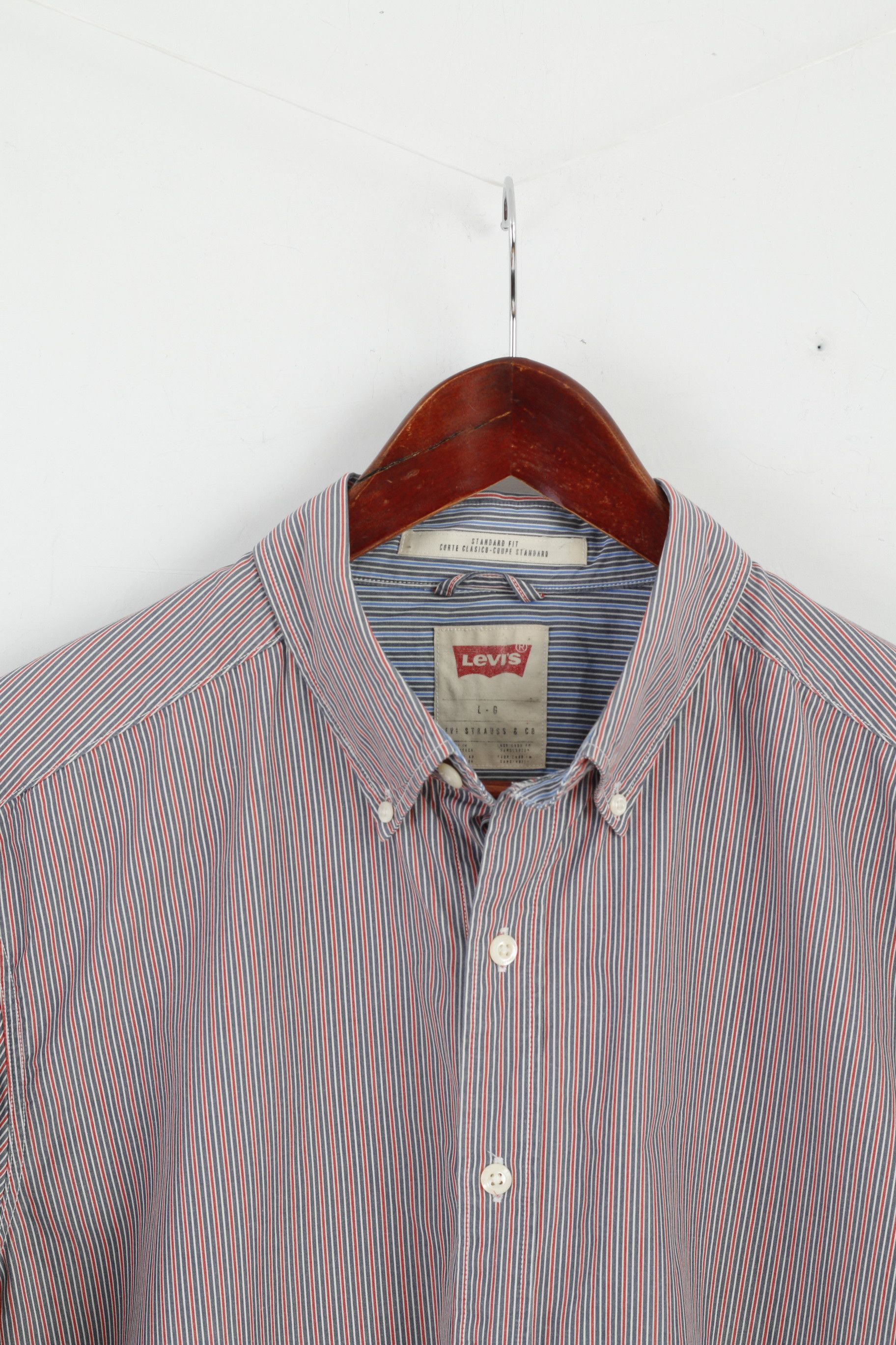 Levi's Levi's Mens L Casual Shirt Blue Red Striped Vtg 2207 Size US L / EU 52-54 / 3 - 2 Thumbnail