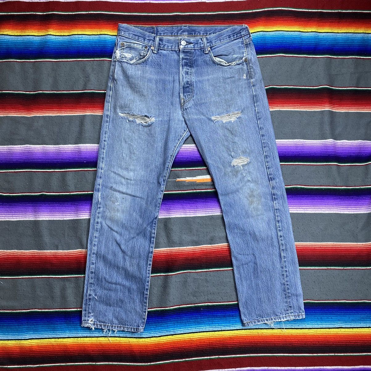 Levi's Vintage Levi’s 501 Single R Tab Distressed Denim Size US 35 - 1 Thumbnail