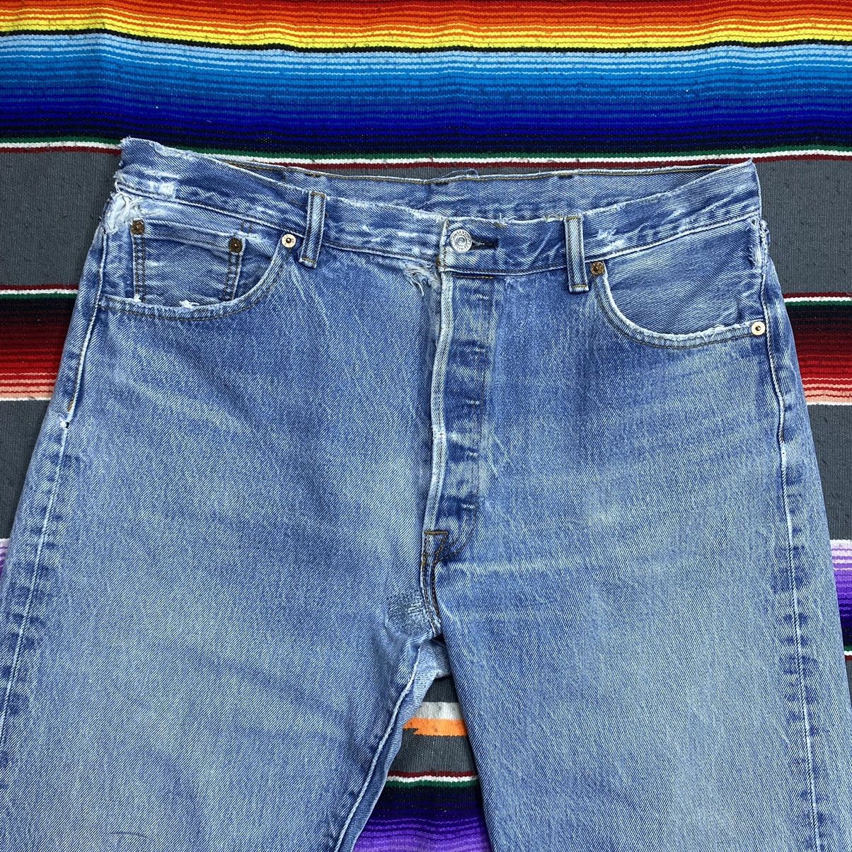Levi's Vintage Levi’s 501 Y2k Distressed Denim Size US 37 - 2 Thumbnail