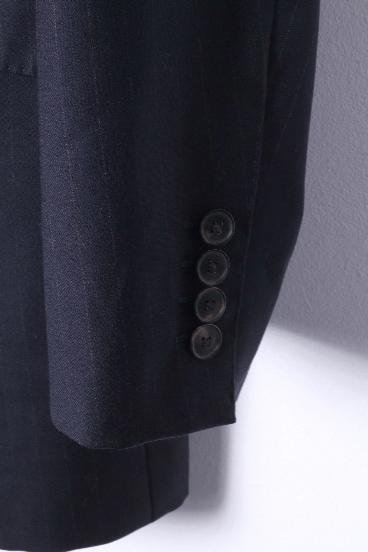 Jaeger JAEGER Men 40 Blazer Navy Striped Wool 2208 Size 40L - 5 Thumbnail