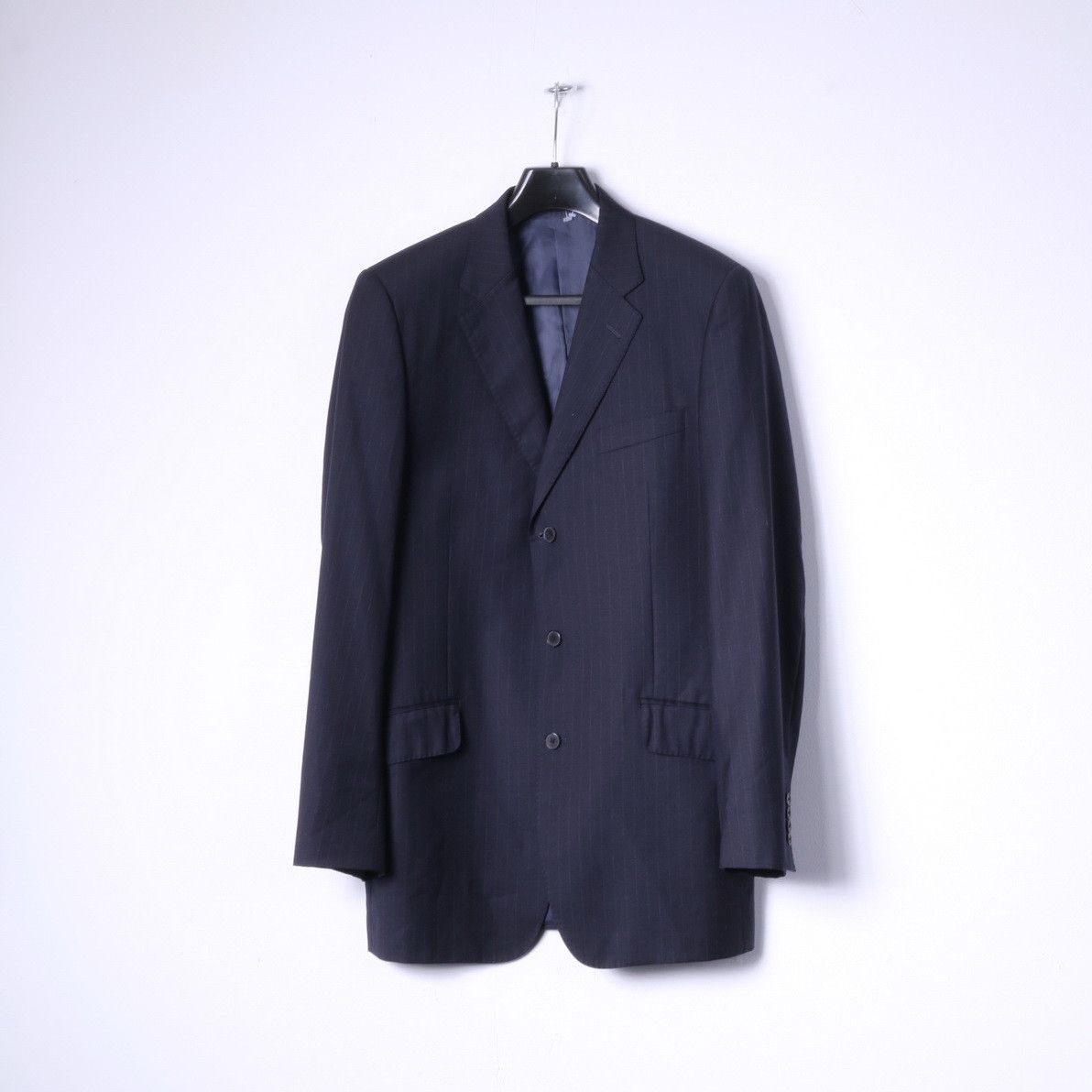 Jaeger JAEGER Men 40 Blazer Navy Striped Wool 2208 Size 40L - 1 Thumbnail