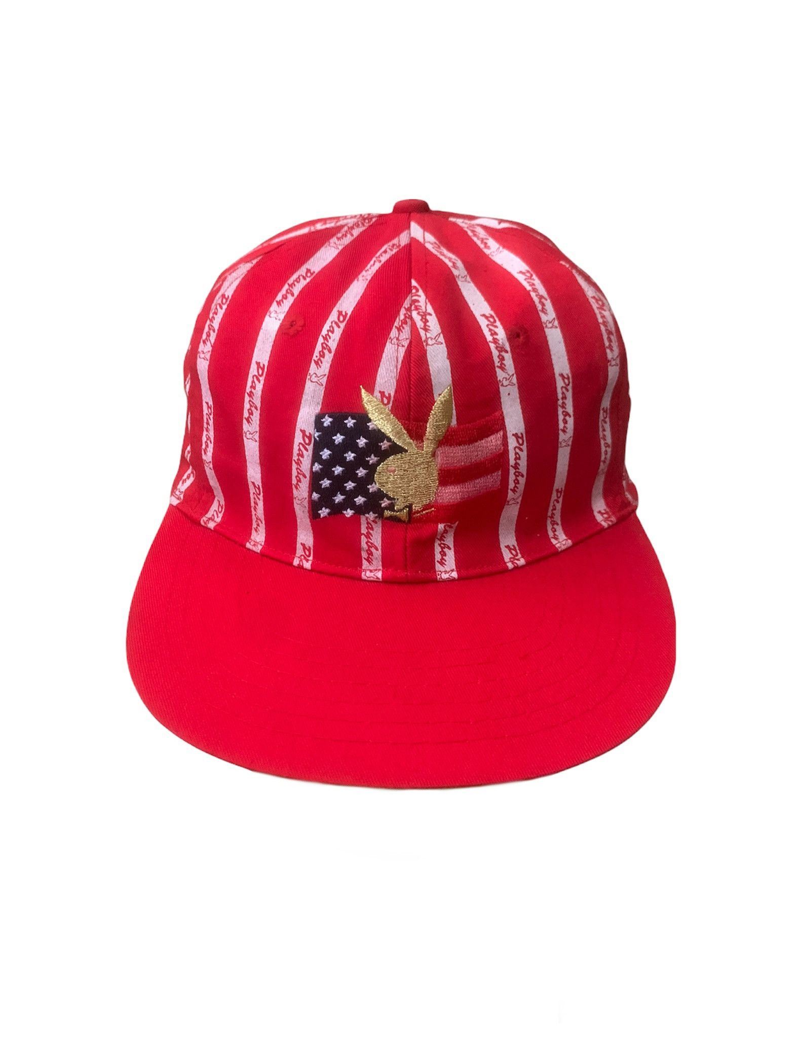 image of Vintage Playboy Hat Cap in Red Stripes, Men's