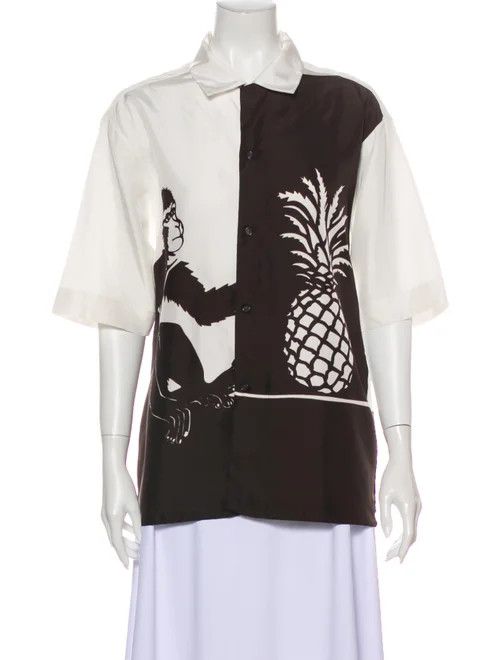 image of Bottega Veneta Patterned Shirts In Dark Brown, Men's (Size Large)