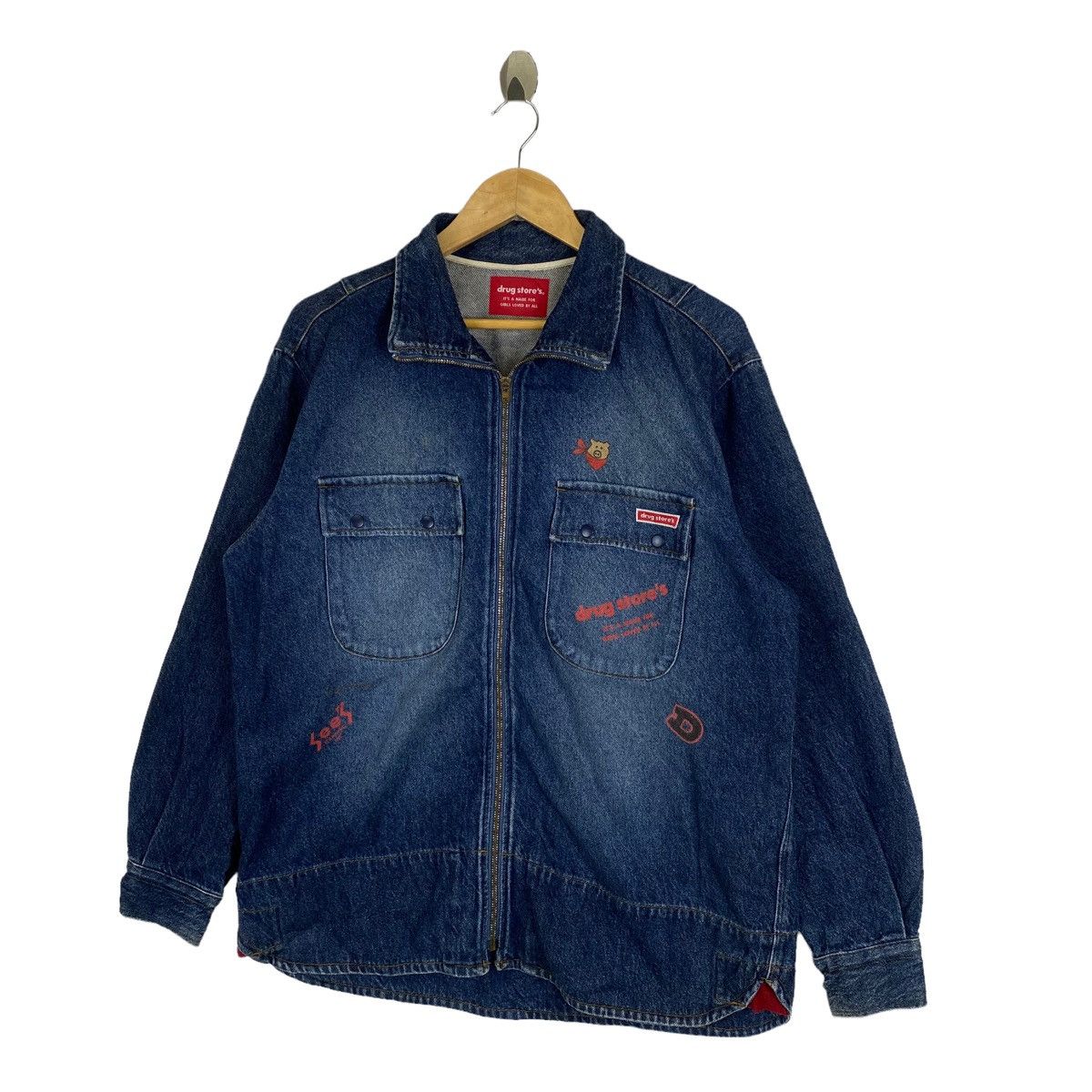 Japanese Brand × Vintage Vintage DRUG STORE Japanese Brand Denim Jeans Jacket Size US L / EU 52-54 / 3 - 4 Thumbnail