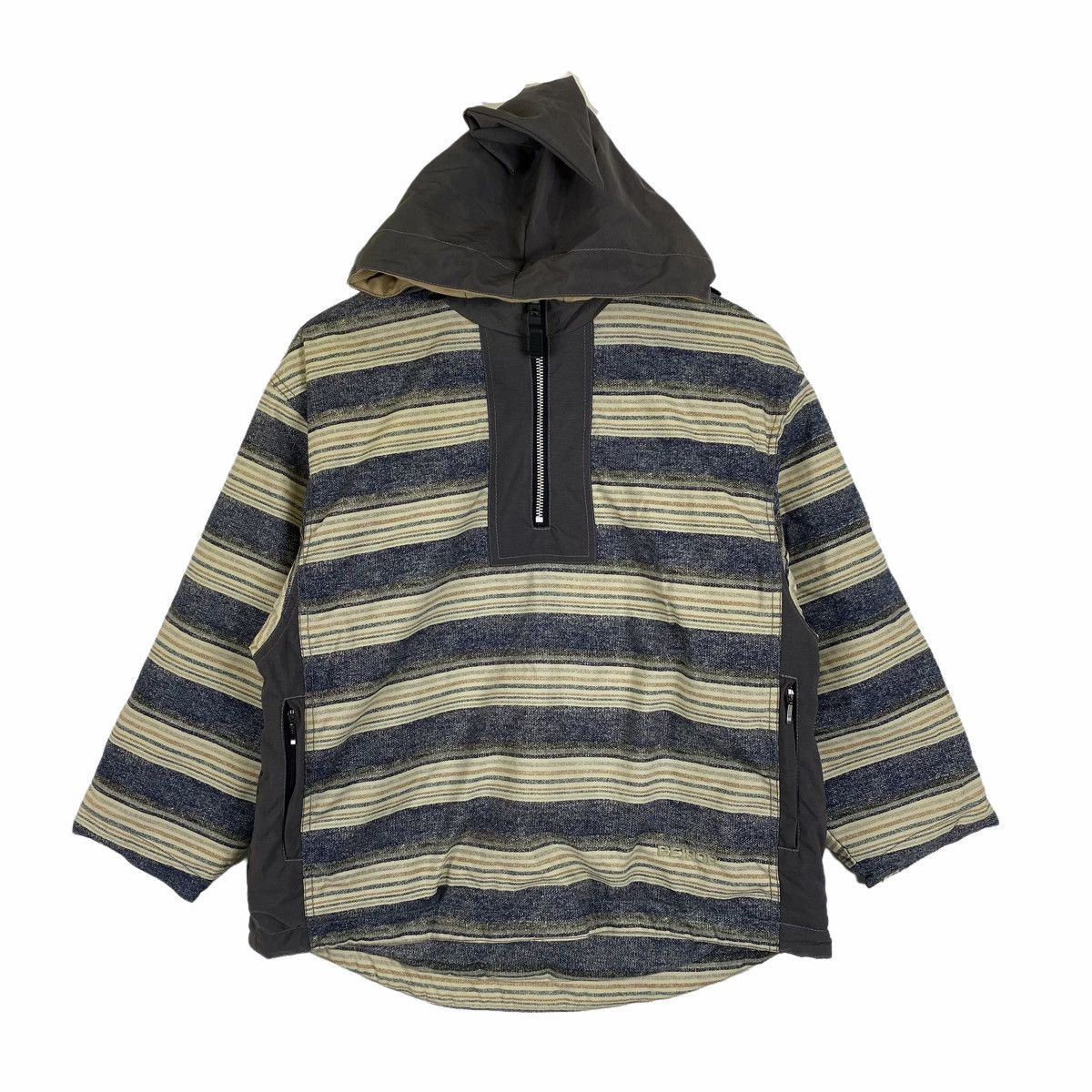 image of Vintage Be!pop Stripes Hoodie Pullover Jacket in Beige, Men's (Size Medium)