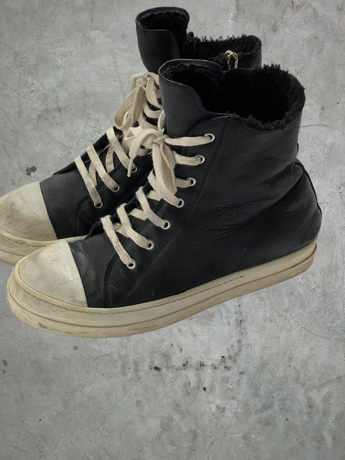 Rick Owens Rick Owens Mainline Leather / Shearling Ramones Size US 10 / EU 43 - 2 Preview