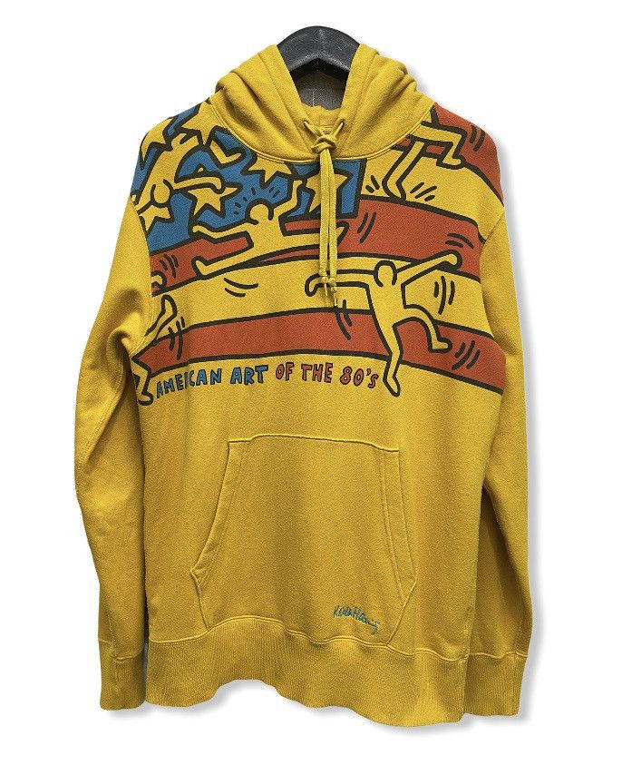 image of American Art Of The 80’S K.haring X Uniqlo Hoodie Sweater in Yellow, Men's (Size Medium)