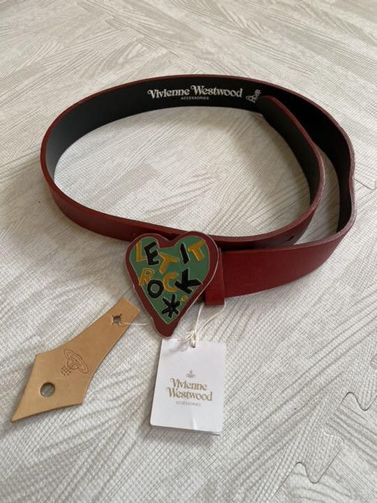 Pre-owned Vivienne Westwood "let It Rock" Heart Leather Belt In Red