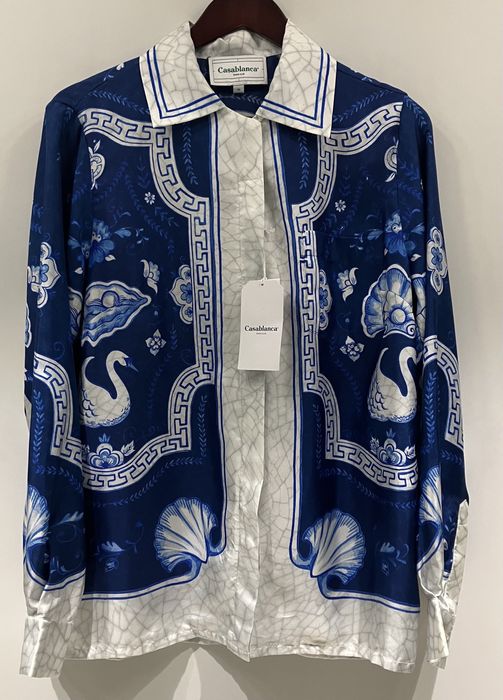 Casablanca Casabalnca W Cuban Collar Silk Long Sleeve Shirt Silk