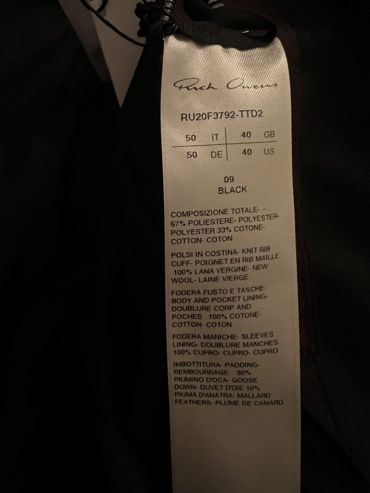 Rick Owens Black Rick Owens Down Jacket Size US M / EU 48-50 / 2 - 5 Thumbnail