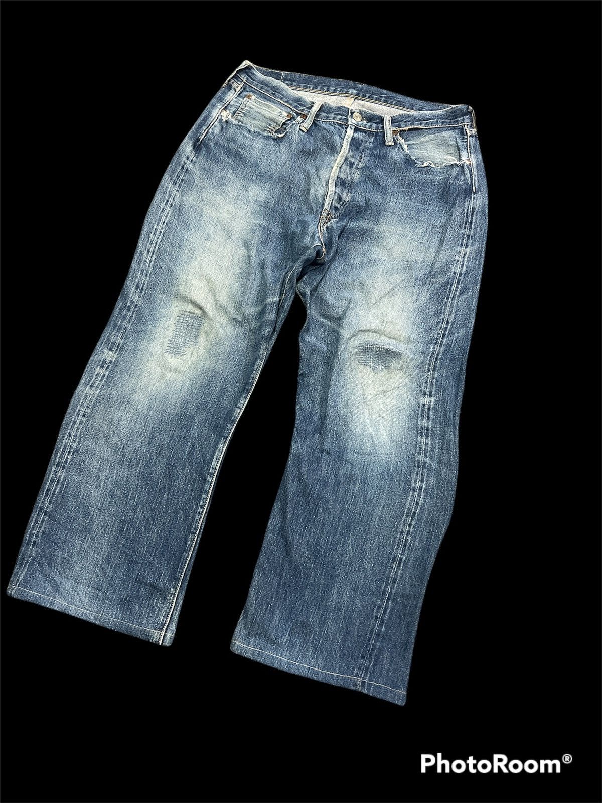 Full Count & Co. × Japanese Brand Vintage Thrashed distressed Denim Fullcount Size US 34 / EU 50 - 3 Thumbnail