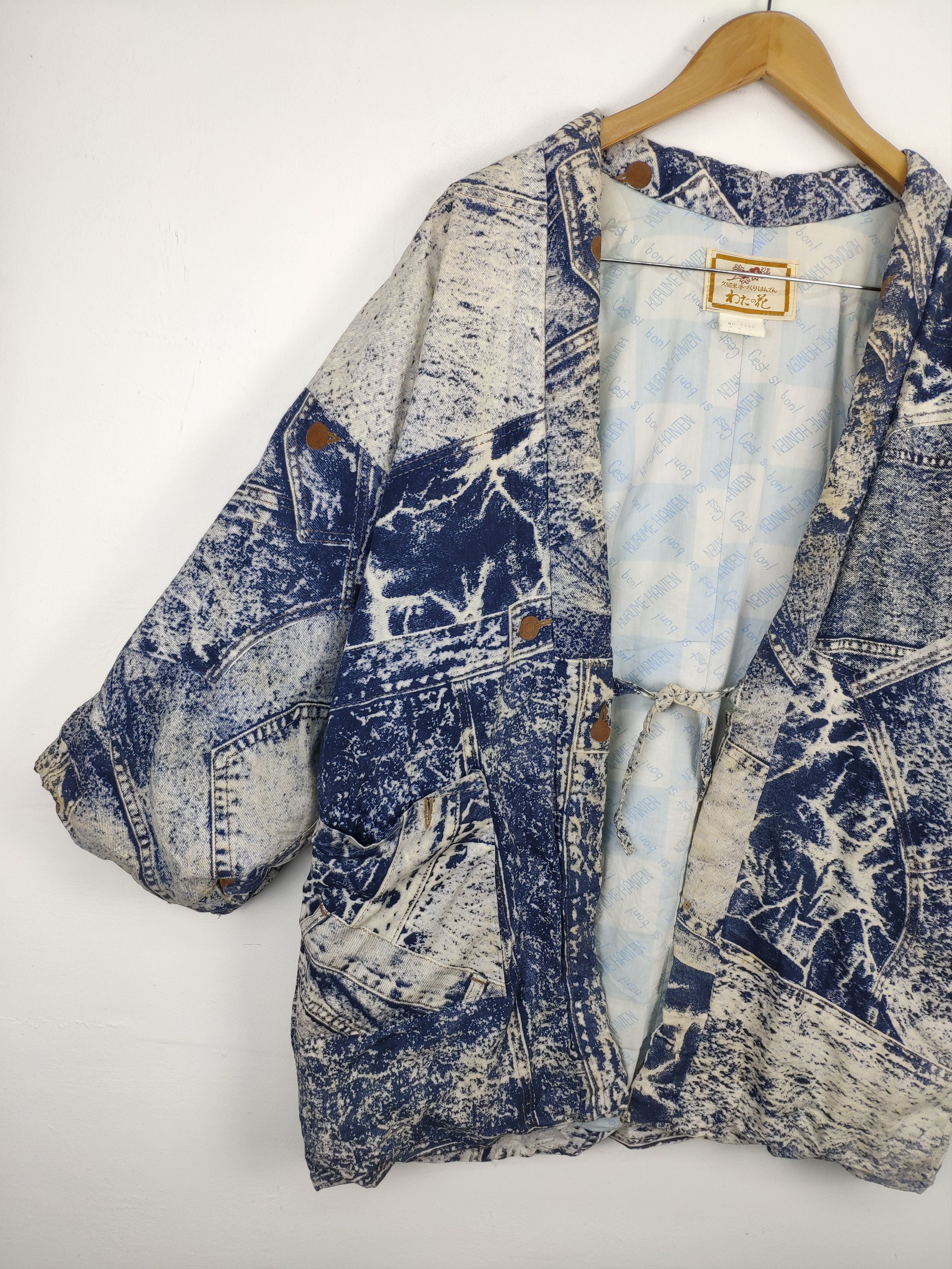 Japanese Brand × Vintage Vintage Noragi Kimono Cardigan Kapital Style Denim Print Size US L / EU 52-54 / 3 - 6 Thumbnail