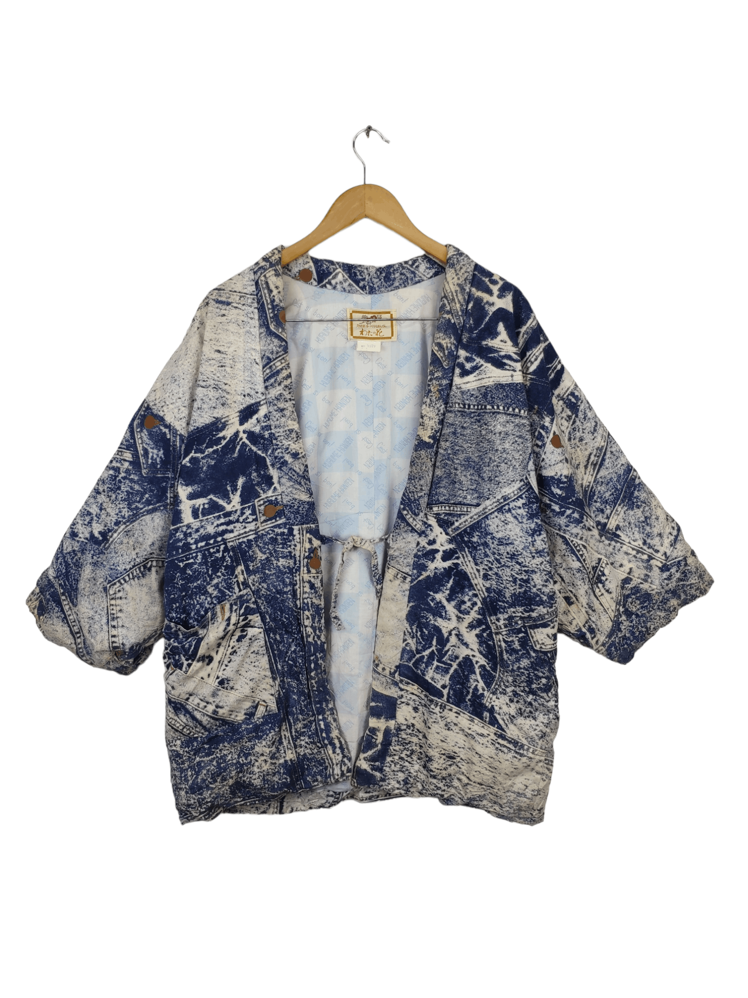 Japanese Brand × Vintage Vintage Noragi Kimono Cardigan Kapital Style Denim Print Size US L / EU 52-54 / 3 - 1 Thumbnail