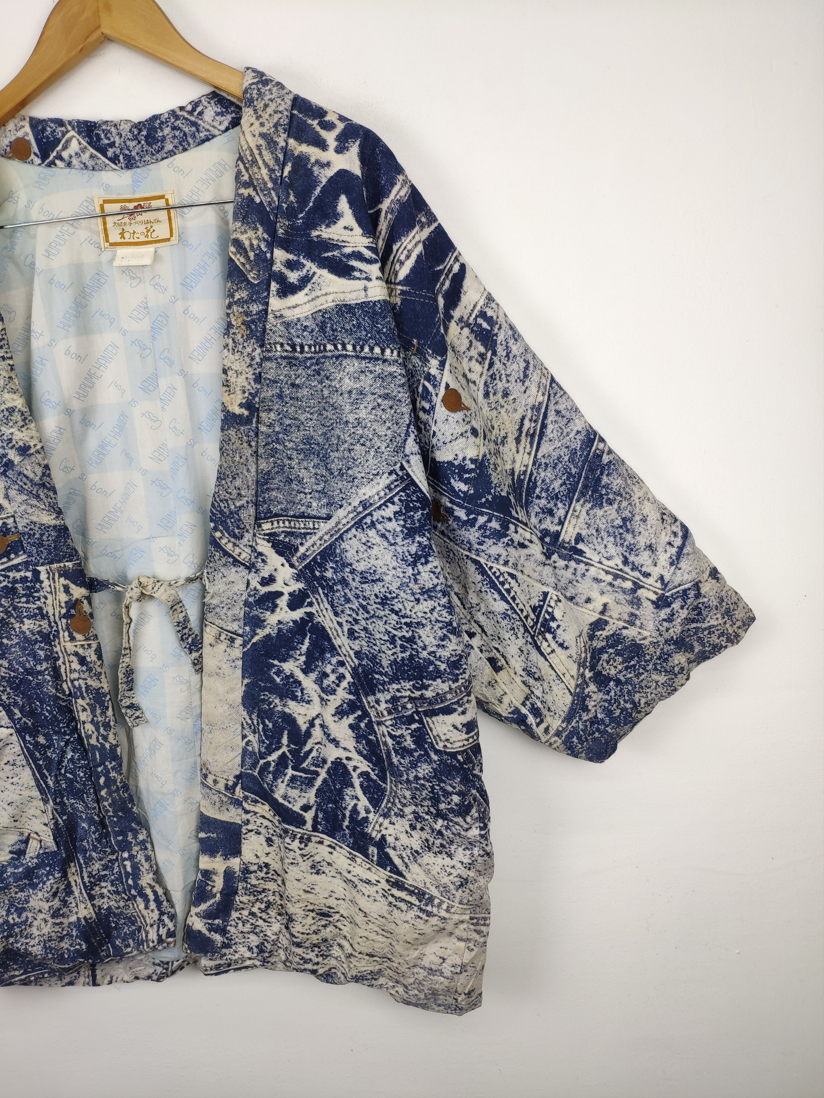 Japanese Brand × Vintage Vintage Noragi Kimono Cardigan Kapital Style Denim Print Size US L / EU 52-54 / 3 - 5 Thumbnail