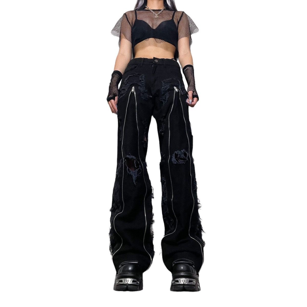 Other SXVSU Custom Distressed Zipped Black Denim Pants Size 28 Size US 28 / EU 44 - 6 Thumbnail