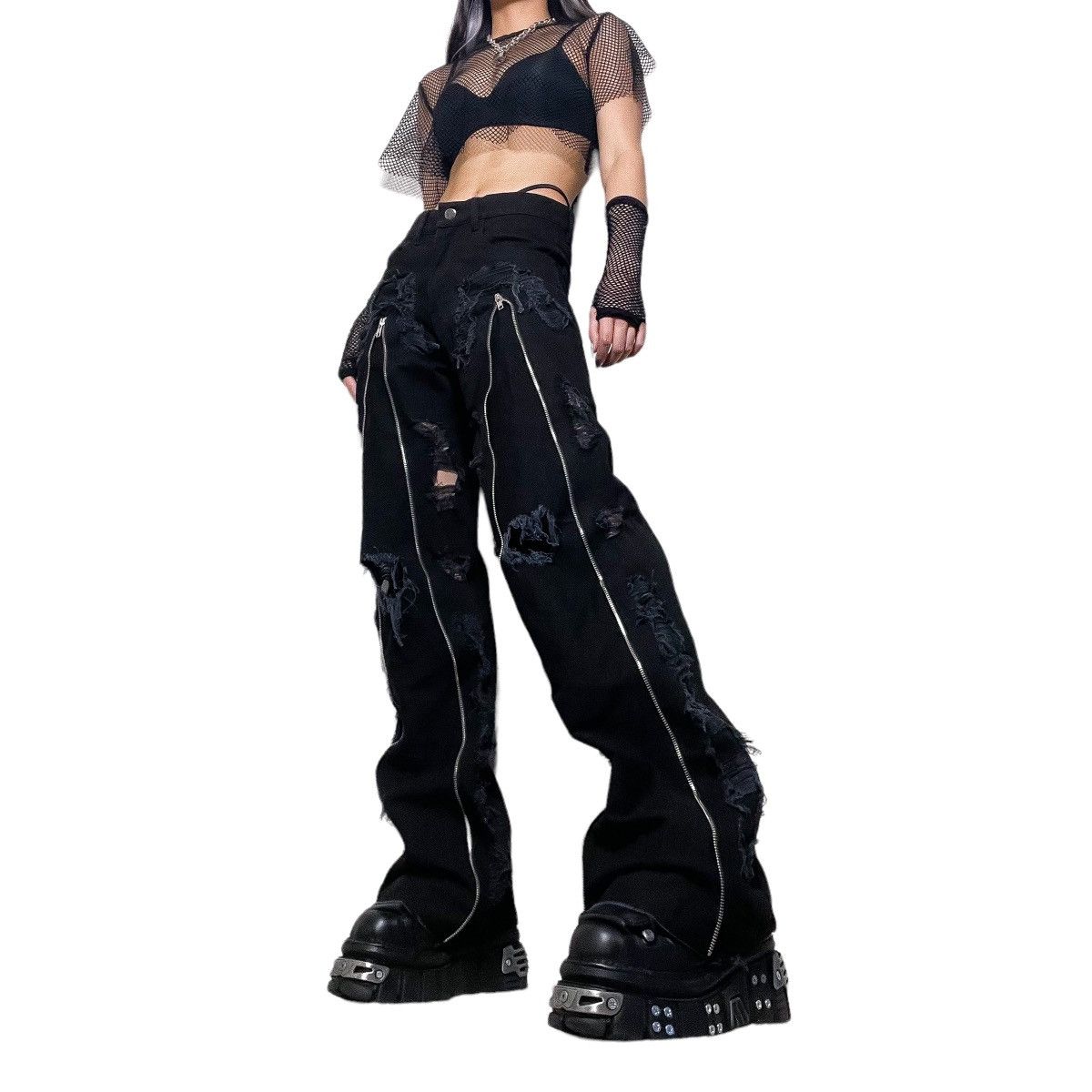Other SXVSU Custom Distressed Zipped Black Denim Pants Size 28 Size US 28 / EU 44 - 7 Thumbnail