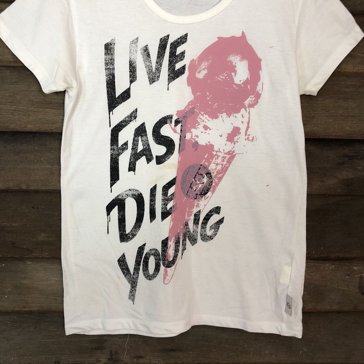 Japanese Brand Kariang live fast die young White Short Sleeve Tshirt #3706 Size M / US 6-8 / IT 42-44 - 6 Thumbnail