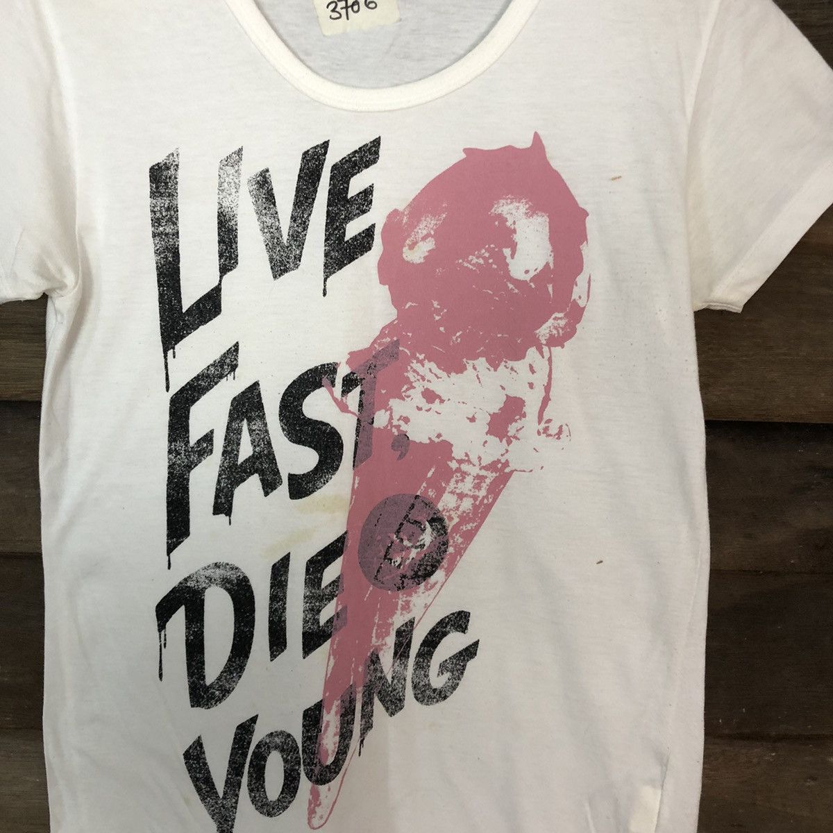 Japanese Brand Kariang live fast die young White Short Sleeve Tshirt #3706 Size M / US 6-8 / IT 42-44 - 9 Thumbnail
