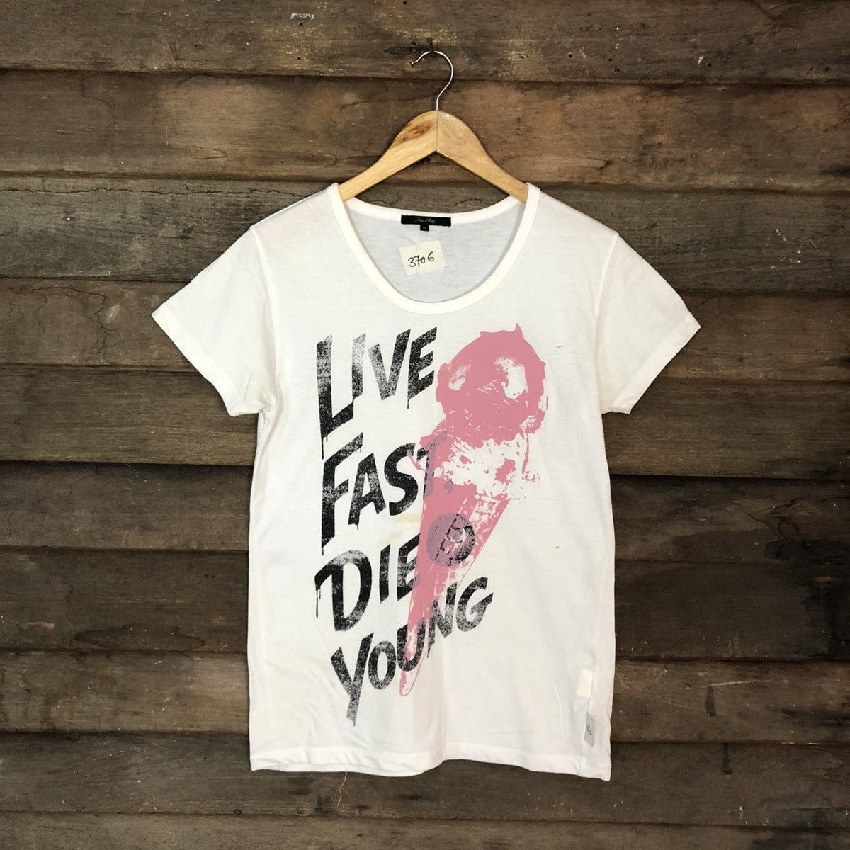 Japanese Brand Kariang live fast die young White Short Sleeve Tshirt #3706 Size M / US 6-8 / IT 42-44 - 3 Thumbnail