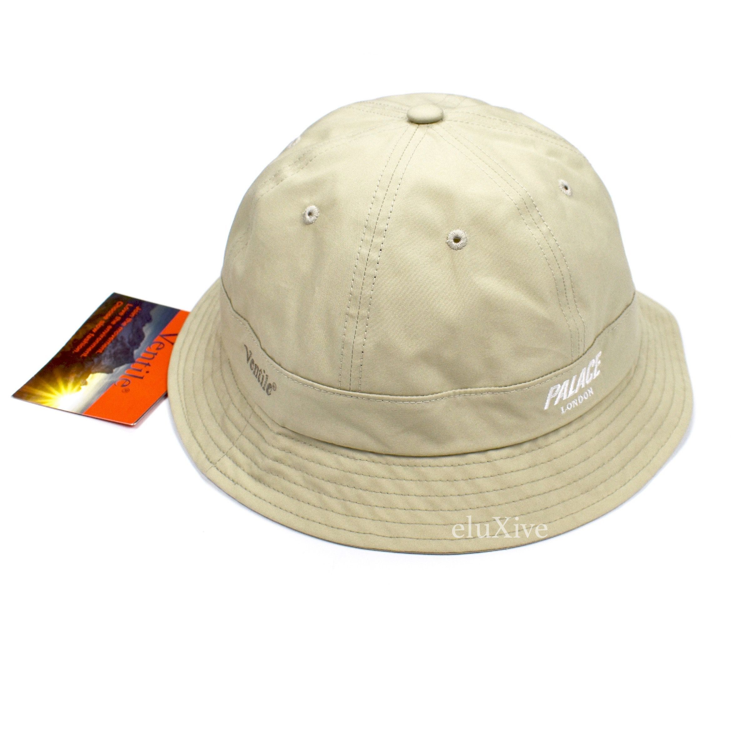 Pre-owned Palace Stone Ventile Logo Embroidered Bucket Hat L/xl Fw20 Ds In Beige