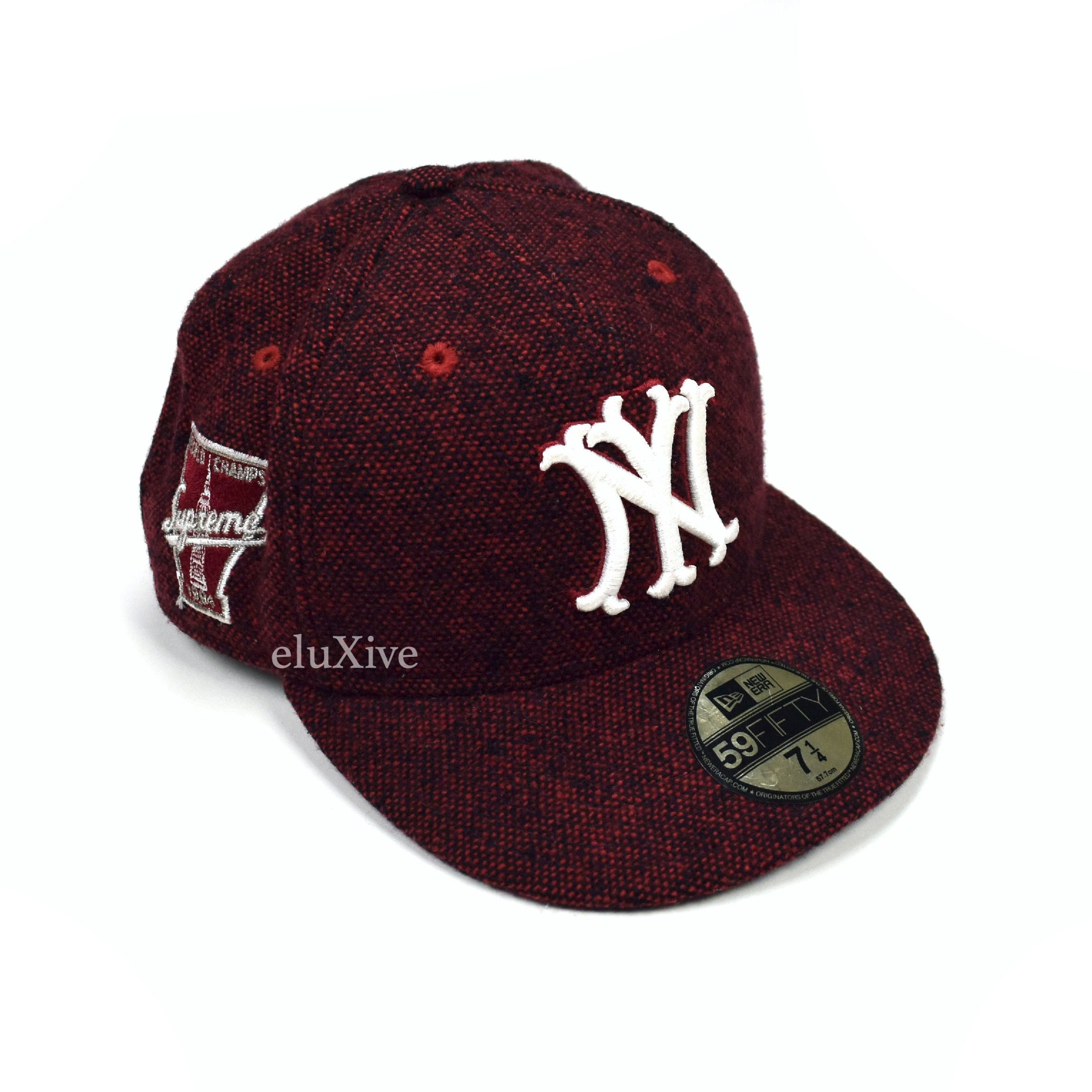 Pre-owned New Era X Supreme Fw08 New Era World Champs Ny 'yankees' Logo Hat In Red