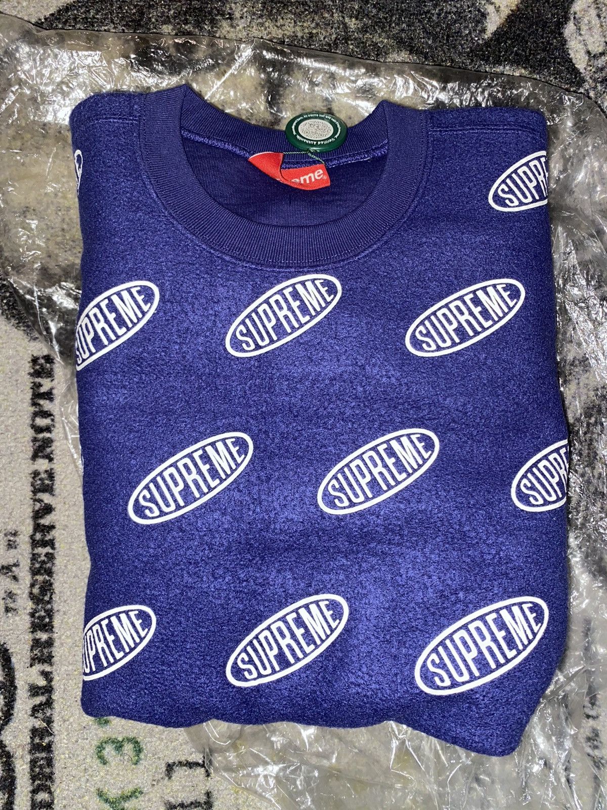 Supreme Supreme Liner Crewneck Washed Navy | Grailed