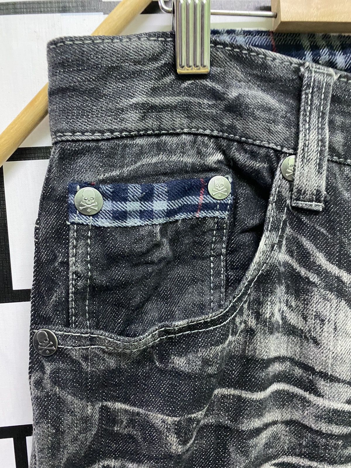 Japanese Brand × Seditionaries Japanese WILD LIFE Flared Love Skull Acid Wash Pants Size US 33 - 8 Thumbnail