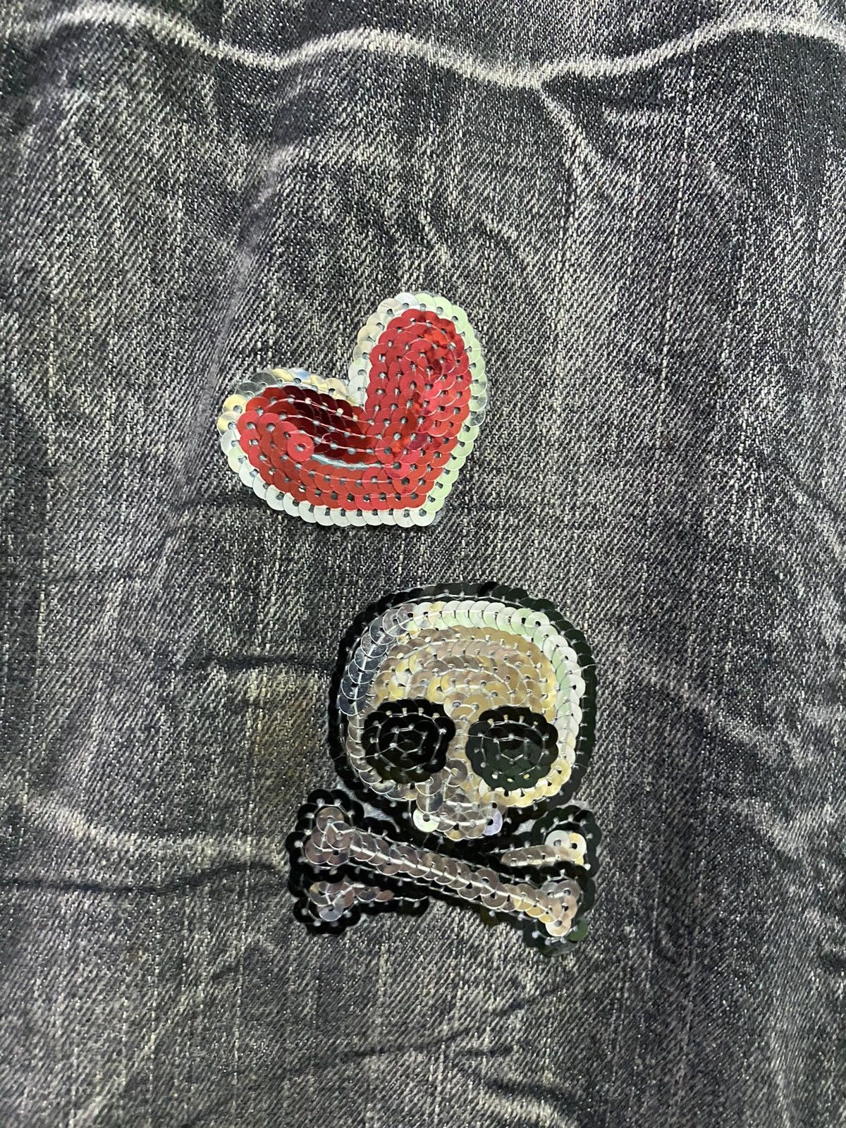 Japanese Brand × Seditionaries Japanese WILD LIFE Flared Love Skull Acid Wash Pants Size US 33 - 4 Thumbnail