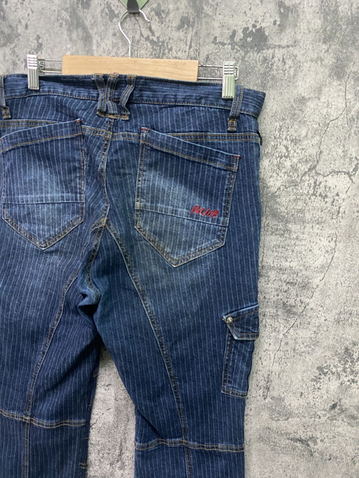 Designer × Japanese Brand Japanese Blue B Hickory PinStripe Cargo denim Jeans Size US 32 / EU 48 - 11 Thumbnail