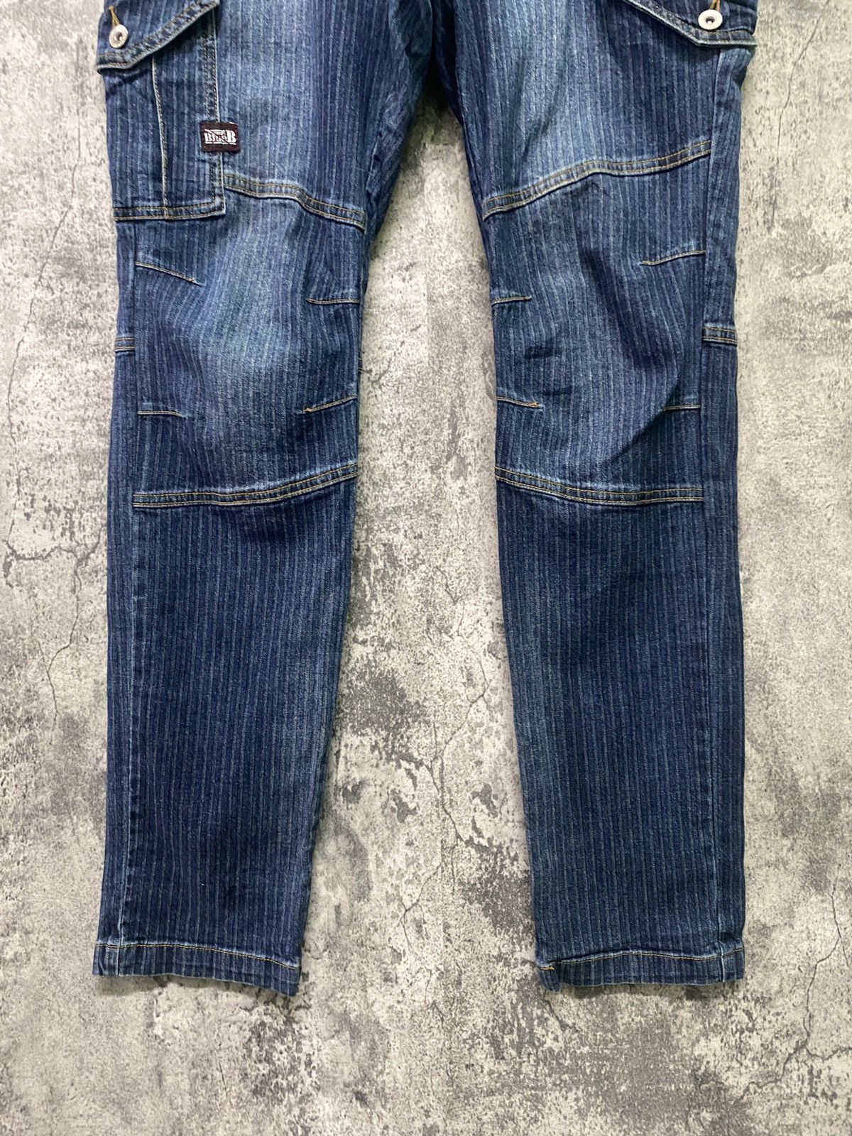 Designer × Japanese Brand Japanese Blue B Hickory PinStripe Cargo denim Jeans Size US 32 / EU 48 - 6 Thumbnail